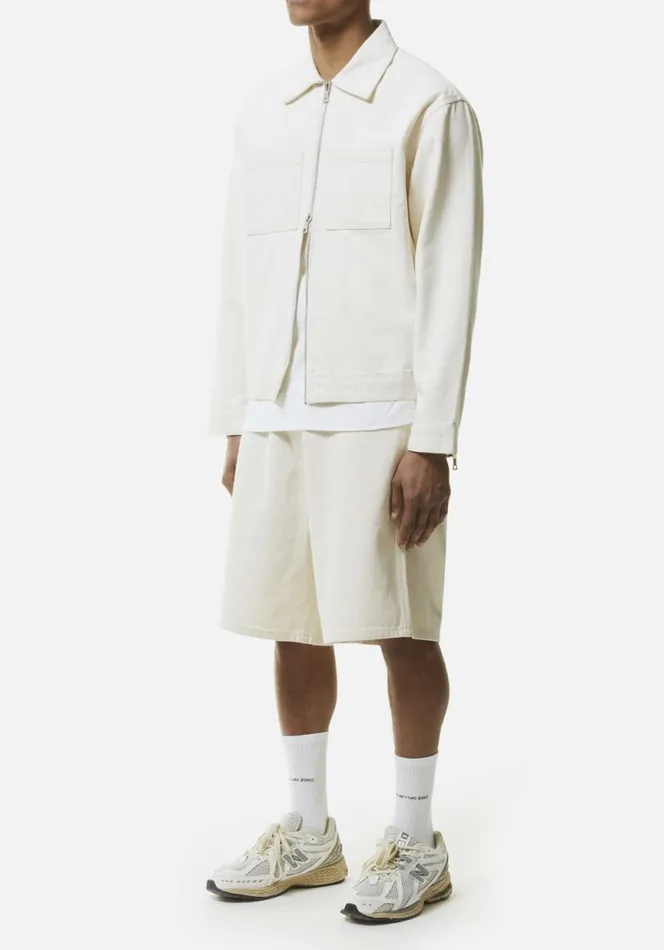 Shop MKI 16OZ DENIM RIDER JACKET Off White MKI MIYUKI ZOKU Outerwear Shop MKI 16OZ DENIM RIDER JACKET Off White MKI MIYUKI ZOKU Outerwear