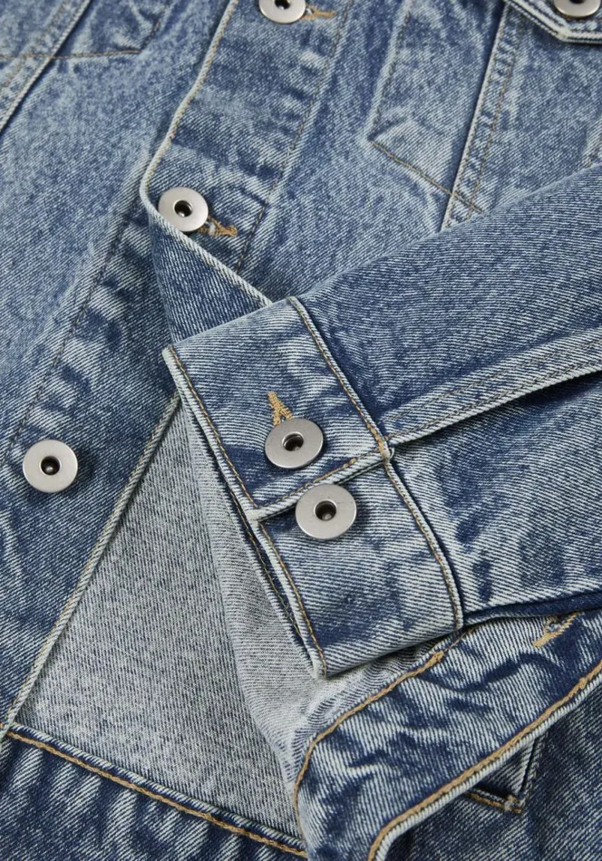 Shop MKI 16OZ DENIM TRUCKER JACKET Bleach Wash MKI MIYUKI ZOKU Outerwear Shop MKI 16OZ DENIM TRUCKER JACKET Bleach Wash MKI MIYUKI ZOKU Outerwear