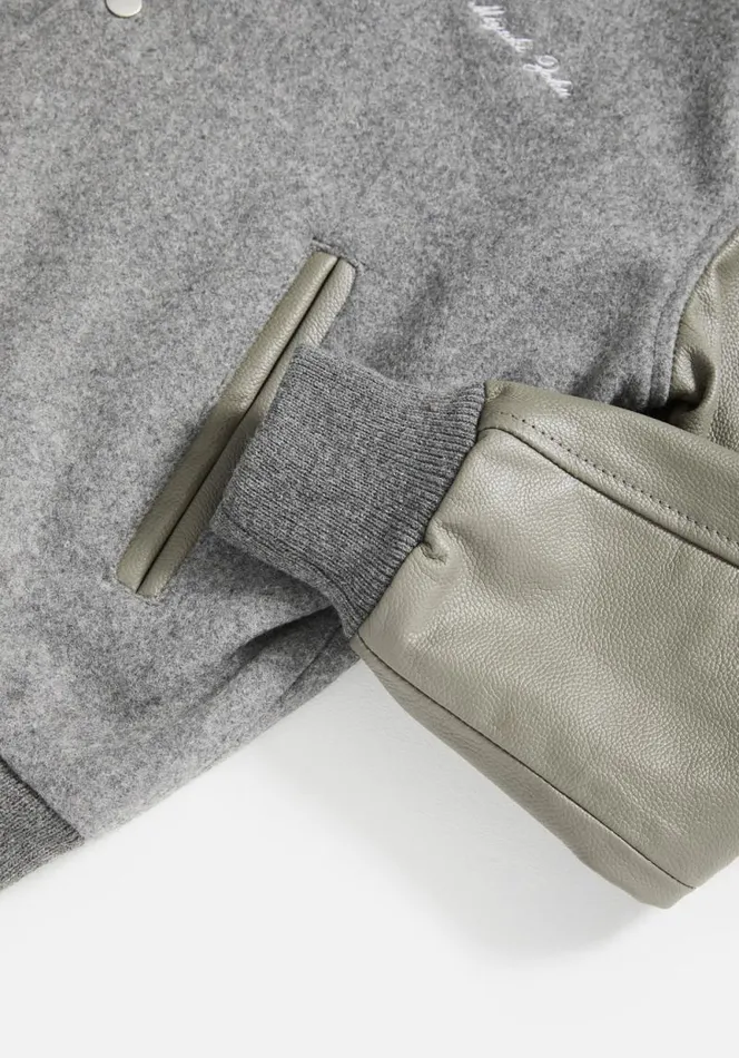 Shop MKI COLLEGE VARSITY JACKET Grey MKI MIYUKI ZOKU Outerwear