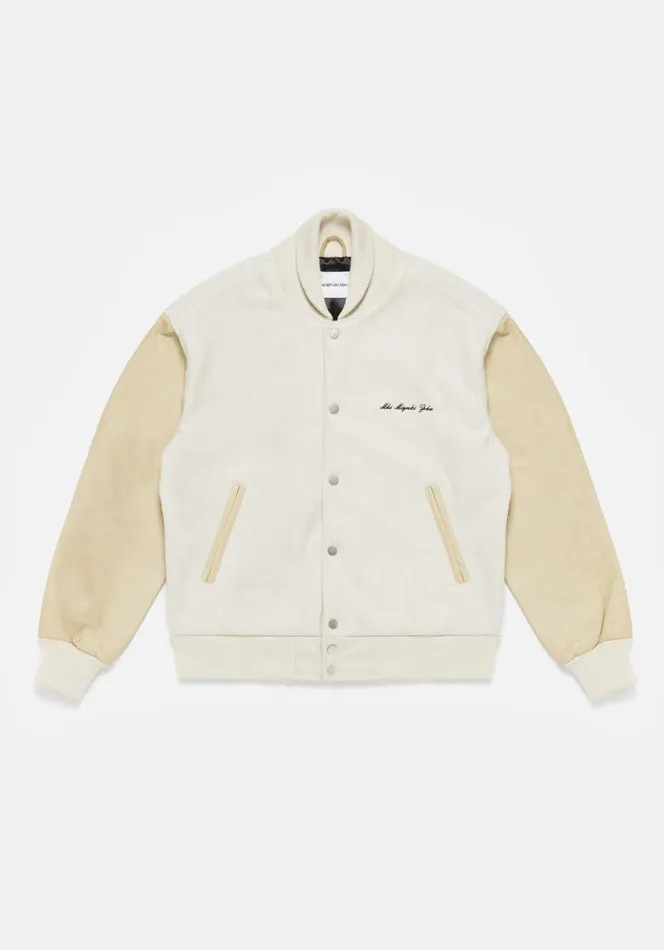 Shop MKI COLLEGE VARSITY JACKET Off White MKI MIYUKI ZOKU Outerwear