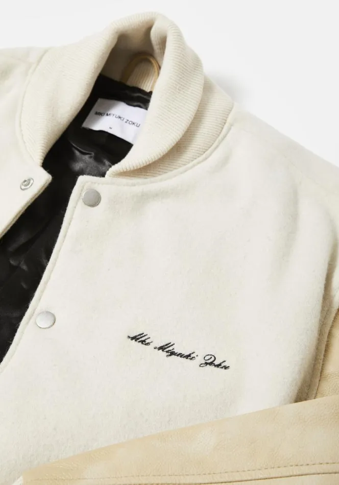 Shop MKI COLLEGE VARSITY JACKET Off White MKI MIYUKI ZOKU Outerwear