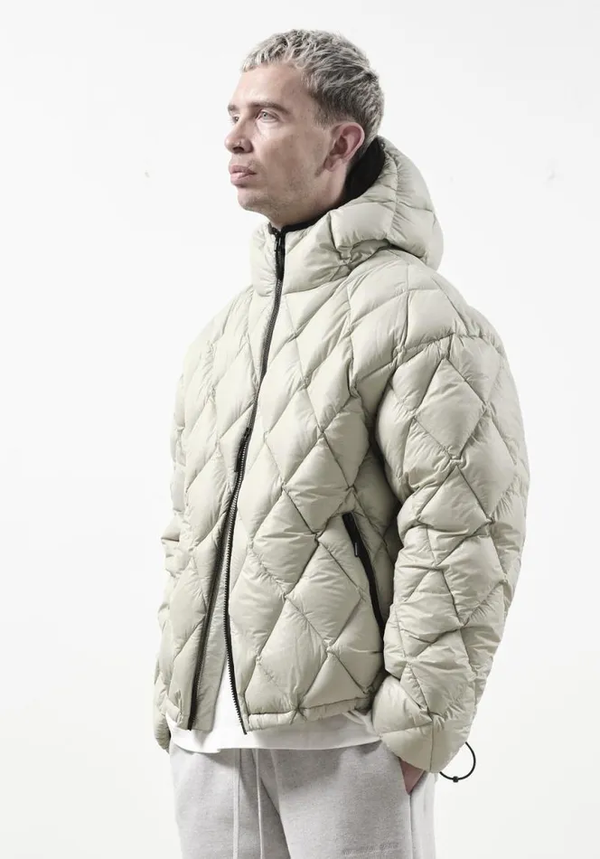 Shop MKI DIAMOND DOWN HOODED JACKET Light Green MKI MIYUKI ZOKU Outerwear