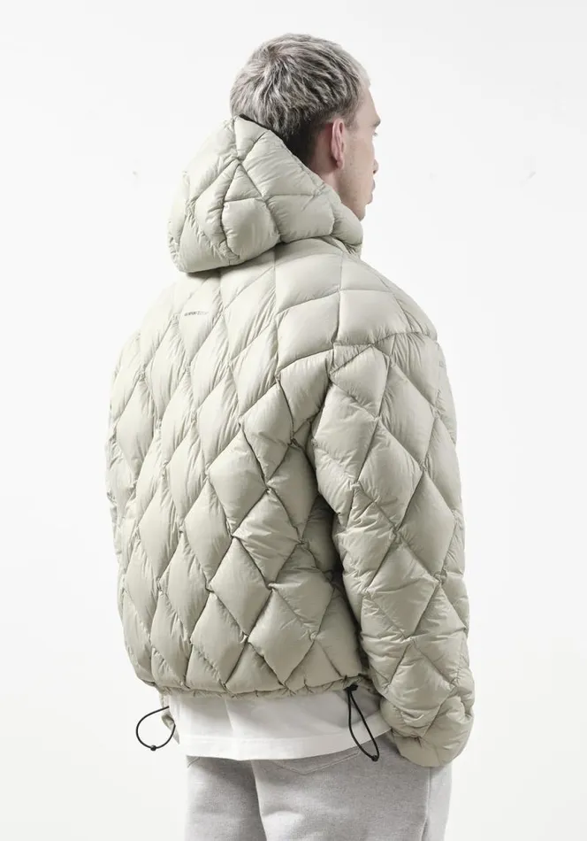 Shop MKI DIAMOND DOWN HOODED JACKET Light Green MKI MIYUKI ZOKU Outerwear