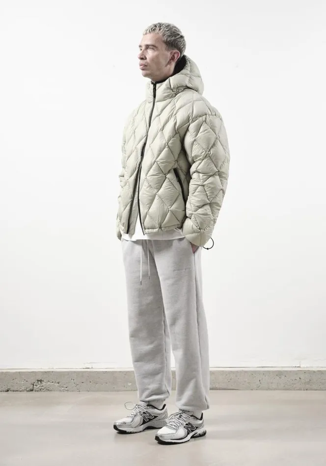 Shop MKI DIAMOND DOWN HOODED JACKET Light Green MKI MIYUKI ZOKU Outerwear
