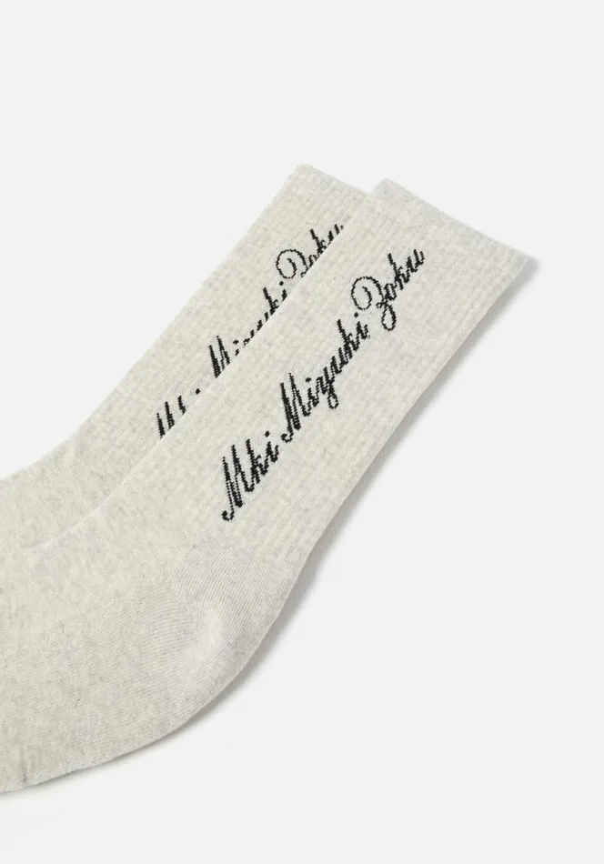Shop MKI EMBASSY LARGE LOGO SOCKS Oatmeal MKI MIYUKI ZOKU Socks