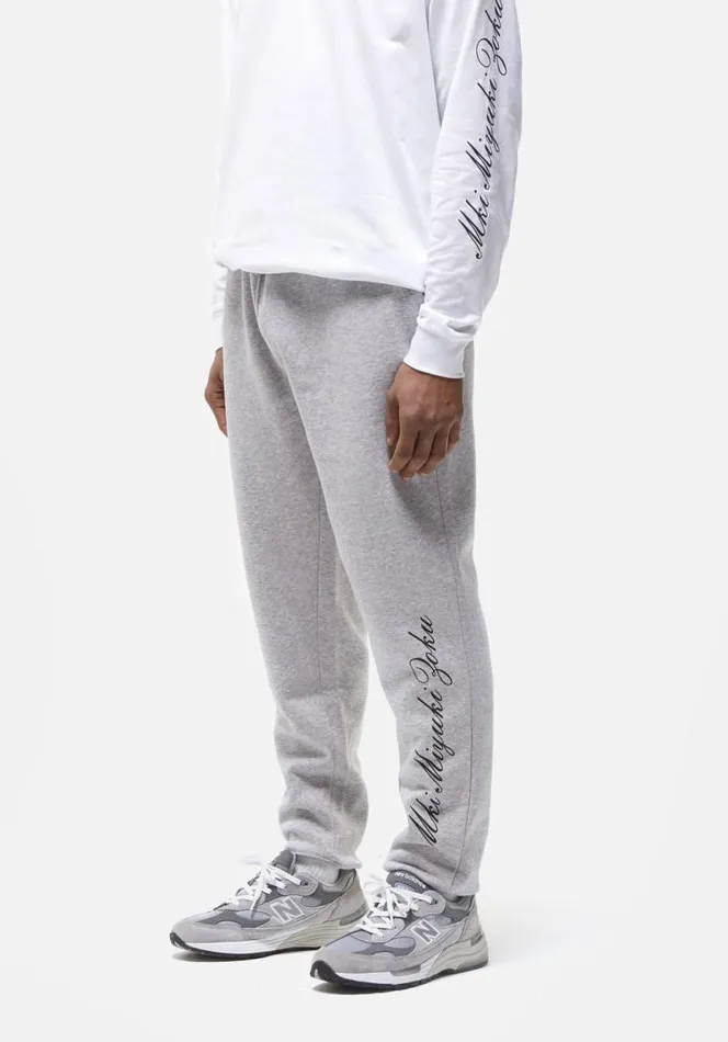 Shop MKI EMBASSY PRINT JOGGERS Grey MKI MIYUKI ZOKU Trousers