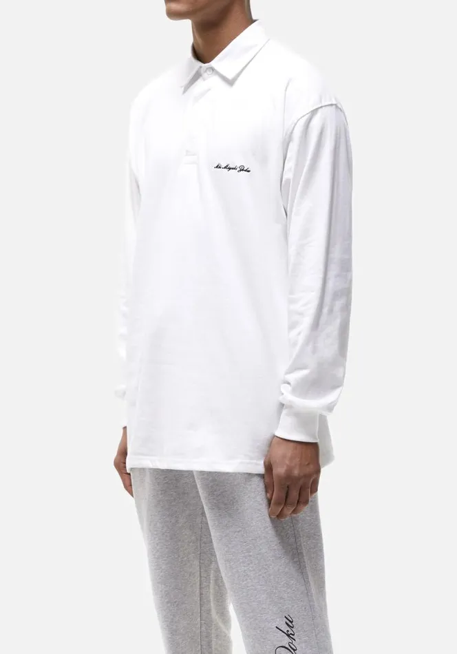 Shop MKI EMBROIDERED EMBASSY RUGBY SHIRT White MKI MIYUKI ZOKU TShirts