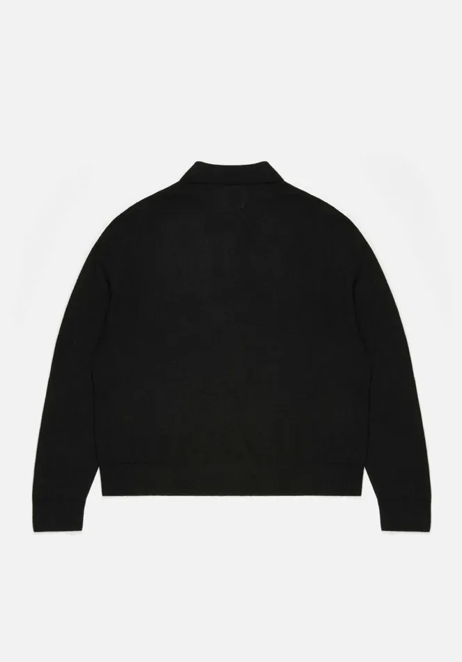 Shop MKI LIGHTWEIGHT MOHAIR KNIT POLO LONGSLEEVE Black MKI MIYUKI ZOKU Shirts
