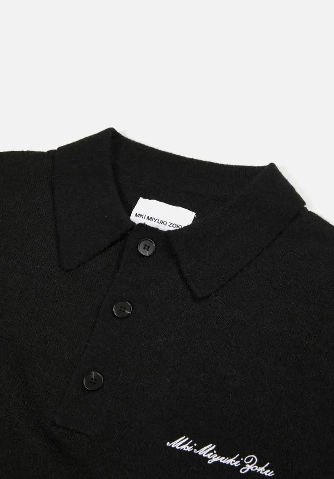 Shop MKI LIGHTWEIGHT MOHAIR KNIT POLO LONGSLEEVE Black MKI MIYUKI ZOKU Shirts