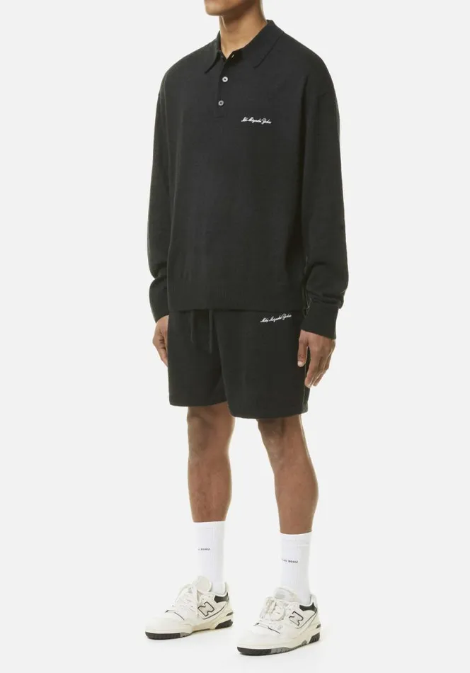 Shop MKI LIGHTWEIGHT MOHAIR KNIT POLO LONGSLEEVE Black MKI MIYUKI ZOKU Shirts