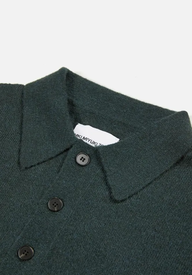 Shop MKI LIGHTWEIGHT MOHAIR KNIT POLO LONGSLEEVE Green MKI MIYUKI ZOKU Shirts