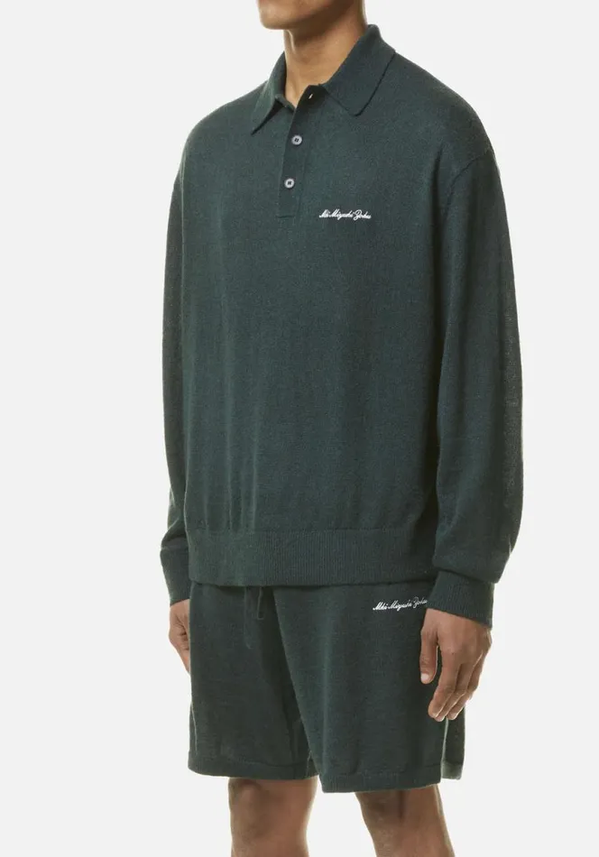 Shop MKI LIGHTWEIGHT MOHAIR KNIT POLO LONGSLEEVE Green MKI MIYUKI ZOKU Shirts