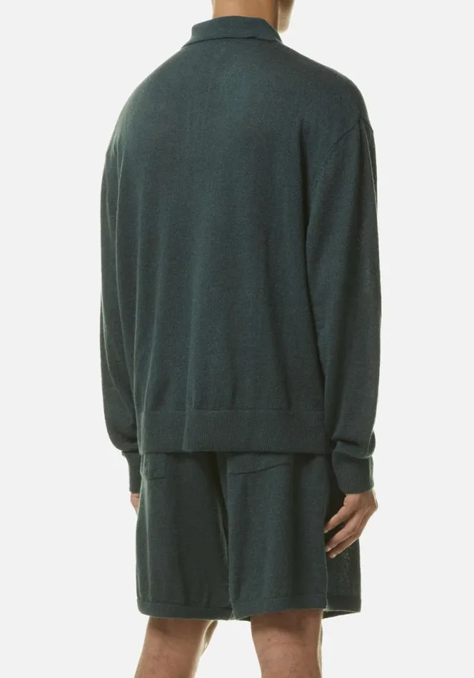 Shop MKI LIGHTWEIGHT MOHAIR KNIT POLO LONGSLEEVE Green MKI MIYUKI ZOKU Shirts