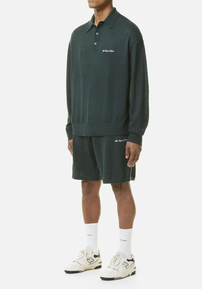 Shop MKI LIGHTWEIGHT MOHAIR KNIT POLO LONGSLEEVE Green MKI MIYUKI ZOKU Shirts