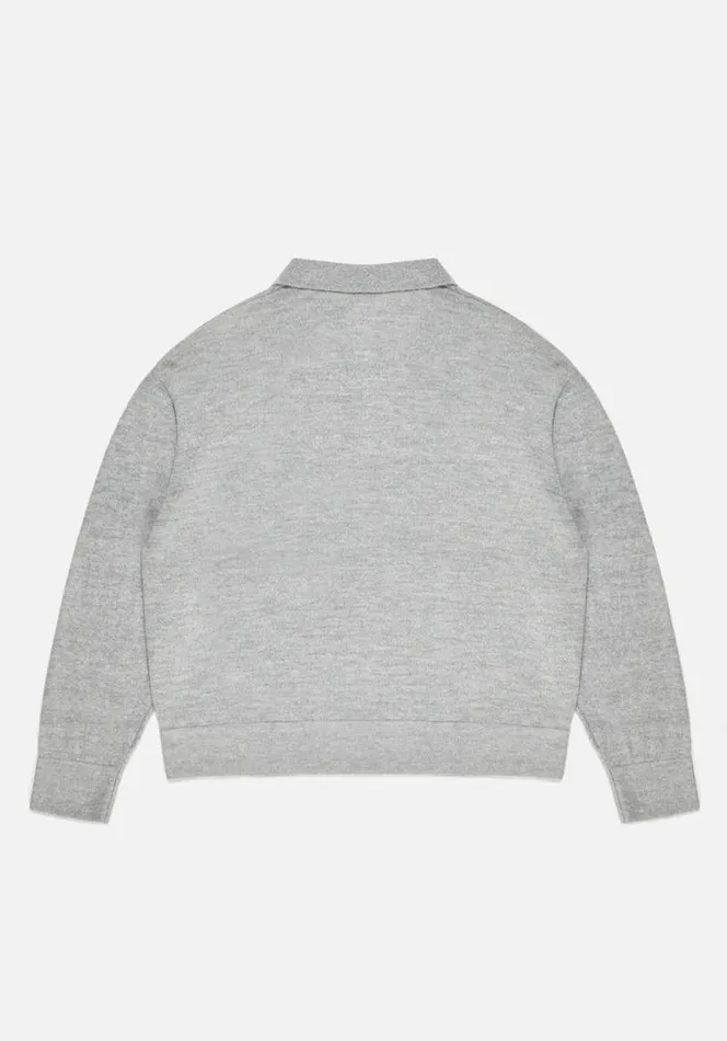 Shop MKI LIGHTWEIGHT MOHAIR KNIT POLO LONGSLEEVE Grey MKI MIYUKI ZOKU Shirts