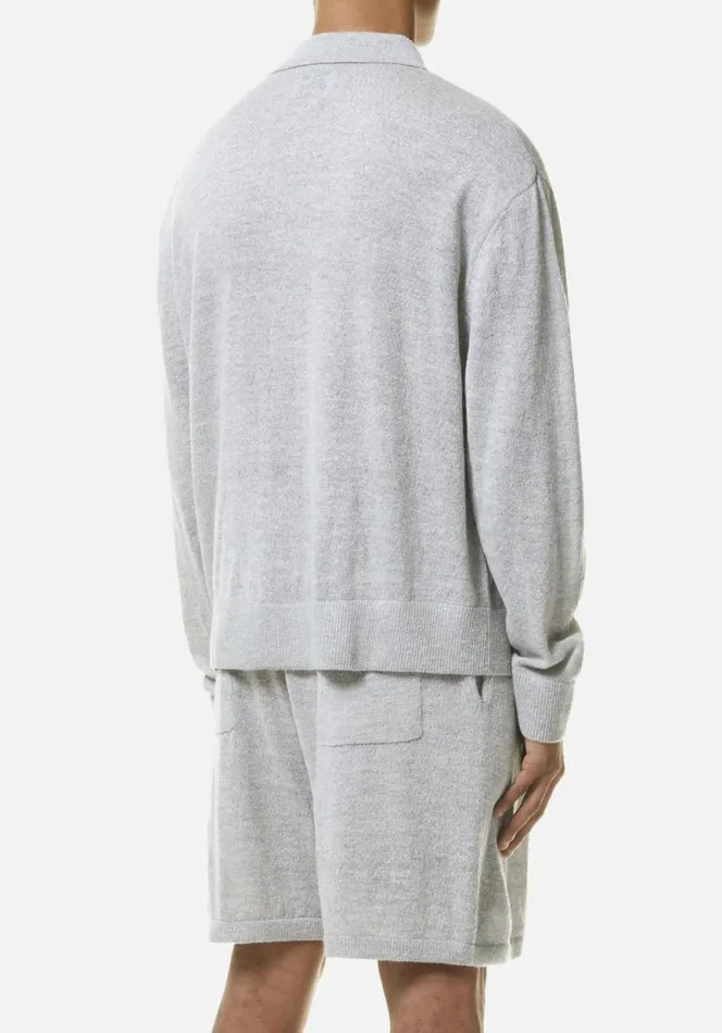 Shop MKI LIGHTWEIGHT MOHAIR KNIT POLO LONGSLEEVE Grey MKI MIYUKI ZOKU Shirts