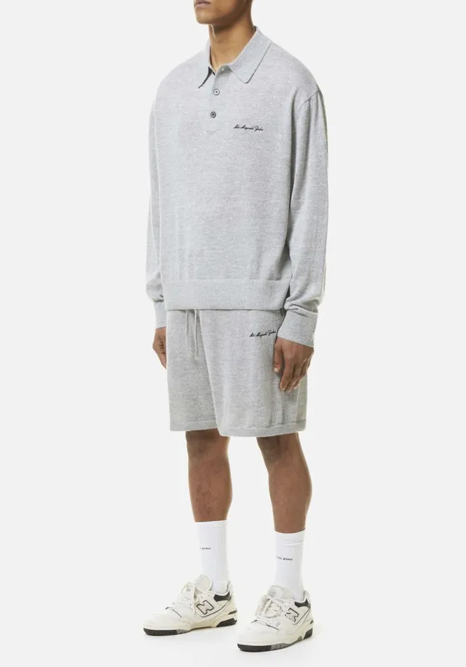 Shop MKI LIGHTWEIGHT MOHAIR KNIT POLO LONGSLEEVE Grey MKI MIYUKI ZOKU Shirts