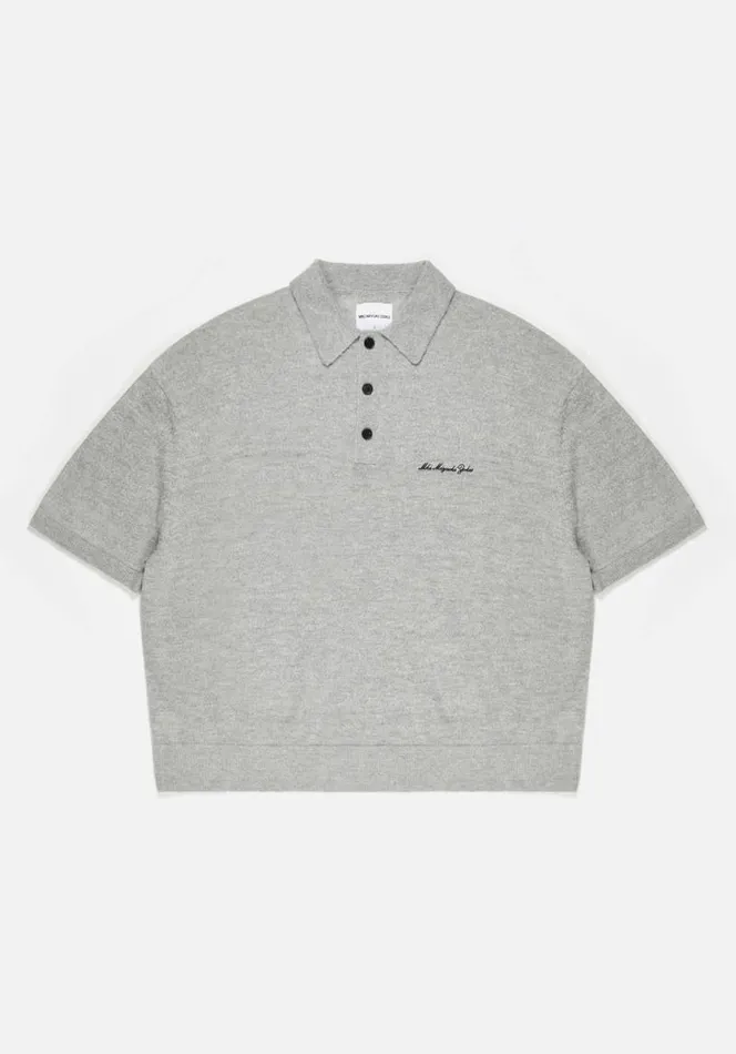 Shop MKI LIGHTWEIGHT MOHAIR KNIT POLO SHIRT Grey MKI MIYUKI ZOKU Shirts