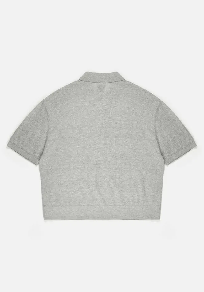 Shop MKI LIGHTWEIGHT MOHAIR KNIT POLO SHIRT Grey MKI MIYUKI ZOKU Shirts