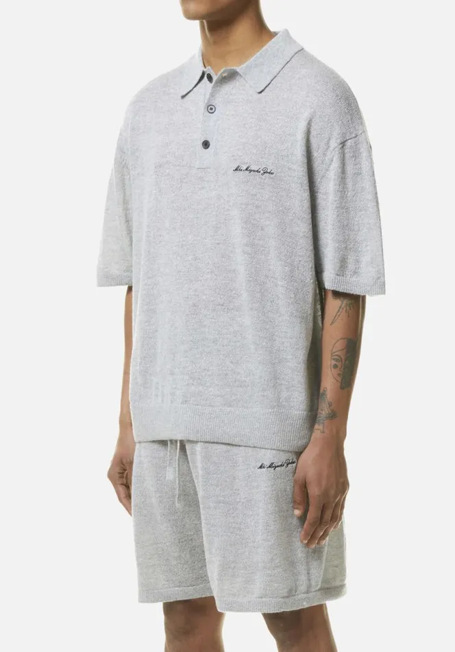 Shop MKI LIGHTWEIGHT MOHAIR KNIT POLO SHIRT Grey MKI MIYUKI ZOKU Shirts