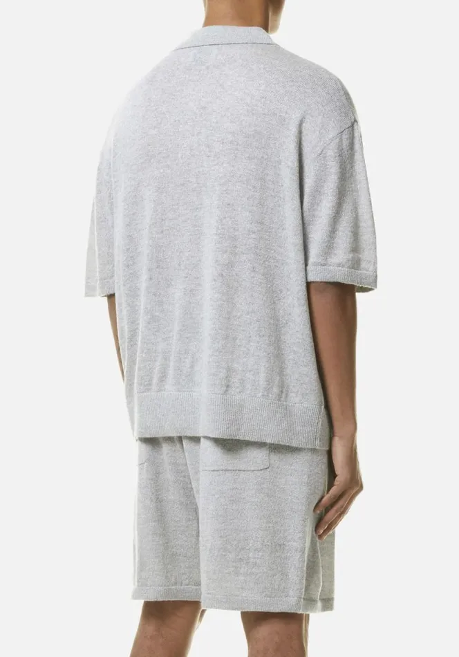 Shop MKI LIGHTWEIGHT MOHAIR KNIT POLO SHIRT Grey MKI MIYUKI ZOKU Shirts