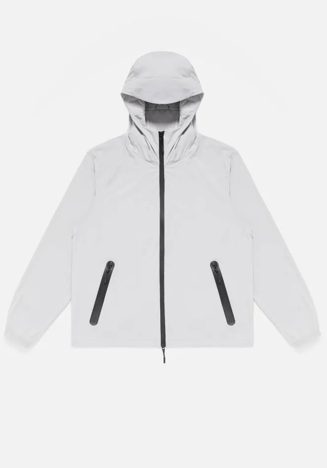 Shop MKI LIGHTWEIGHT SHELL HOODED JACKET Light Grey MKI MIYUKI ZOKU Outerwear