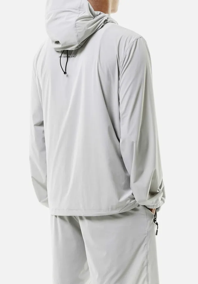 Shop MKI LIGHTWEIGHT SHELL HOODED JACKET Light Grey MKI MIYUKI ZOKU Outerwear