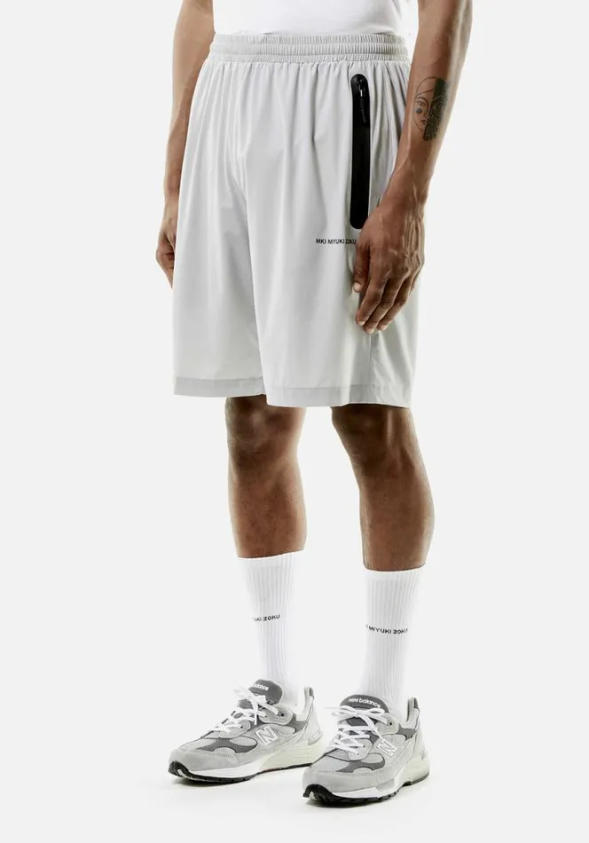 Shop MKI LIGHTWEIGHT SHELL TRACK SHORTS Light Grey MKI MIYUKI ZOKU Shorts