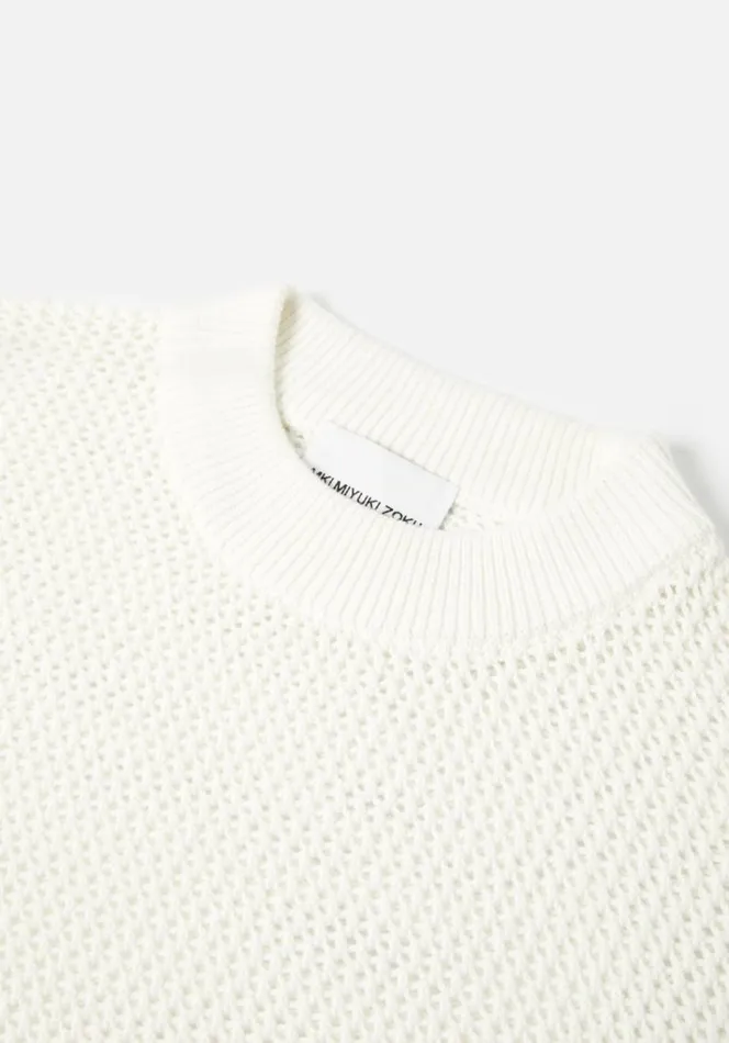 Shop MKI LOOSE GAUGE CREW Off White MKI MIYUKI ZOKU Knitwear Shop MKI LOOSE GAUGE CREW Off White MKI MIYUKI ZOKU Knitwear