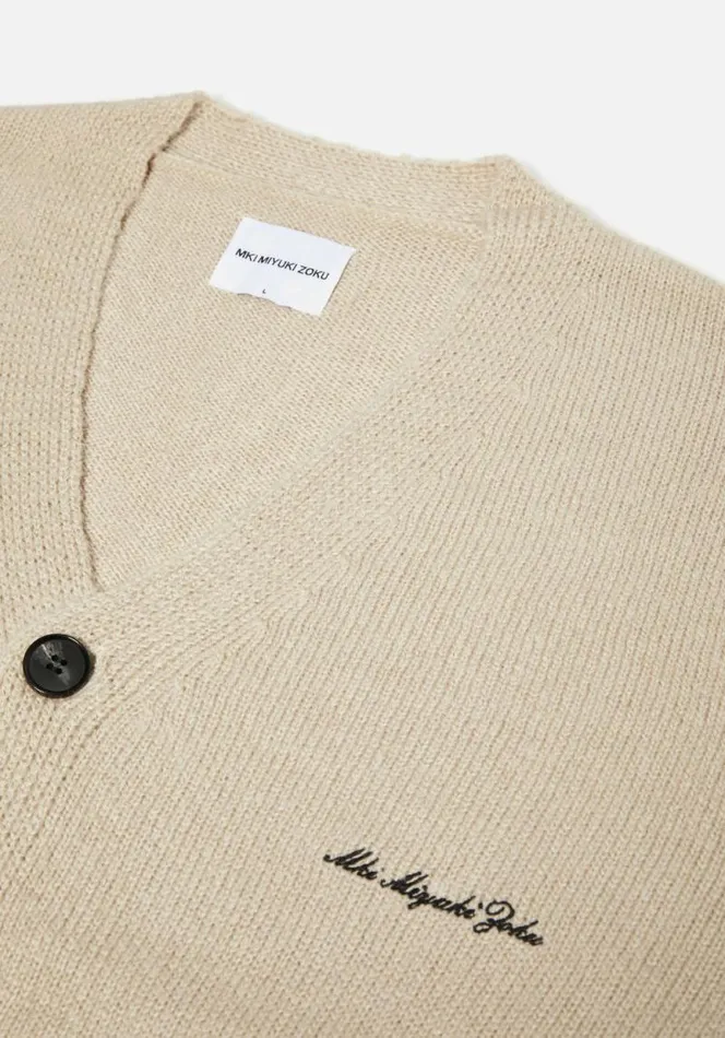 Shop MKI MOHAIR BLEND KNIT CARDIGAN Sand MKI MIYUKI ZOKU Knitwear