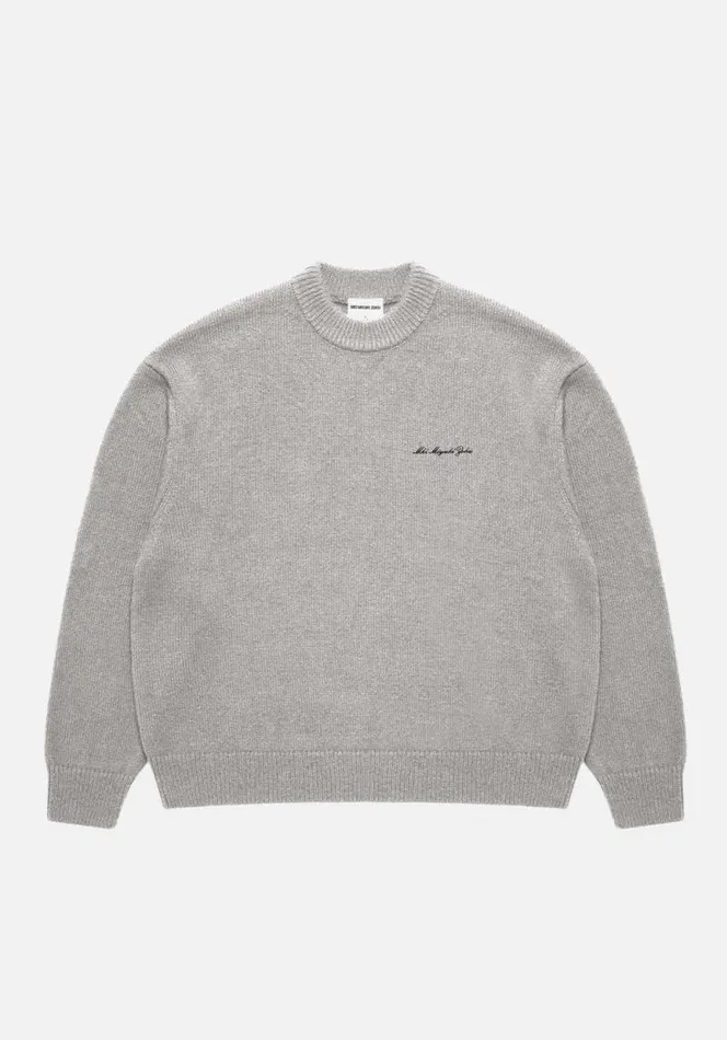 Shop MKI MOHAIR BLEND KNIT CREWNECK Grey MKI MIYUKI ZOKU Knitwear