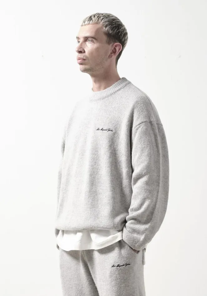 Shop MKI MOHAIR BLEND KNIT CREWNECK Grey MKI MIYUKI ZOKU Knitwear