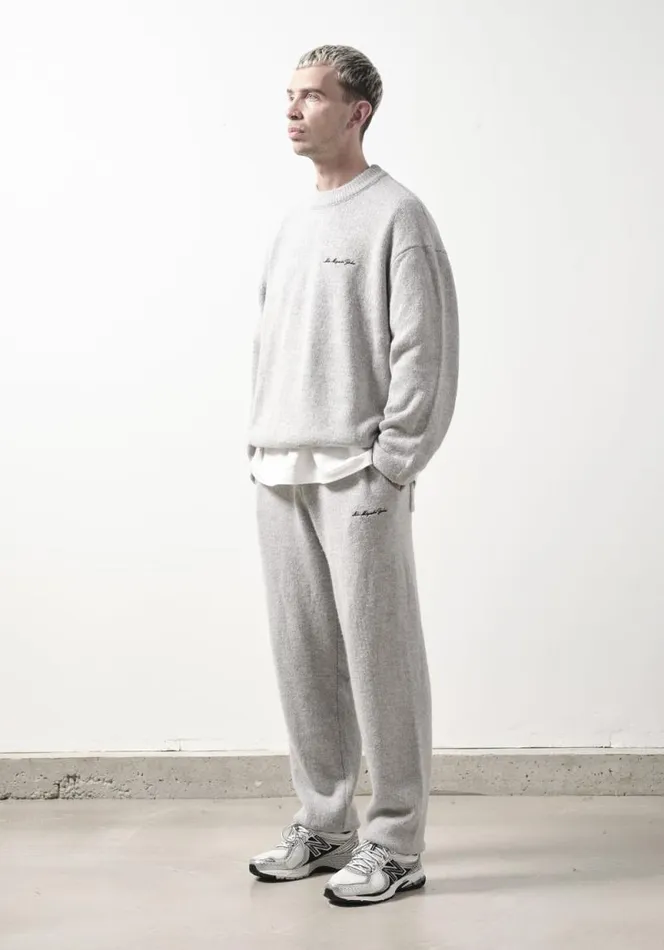 Shop MKI MOHAIR BLEND KNIT CREWNECK Grey MKI MIYUKI ZOKU Knitwear