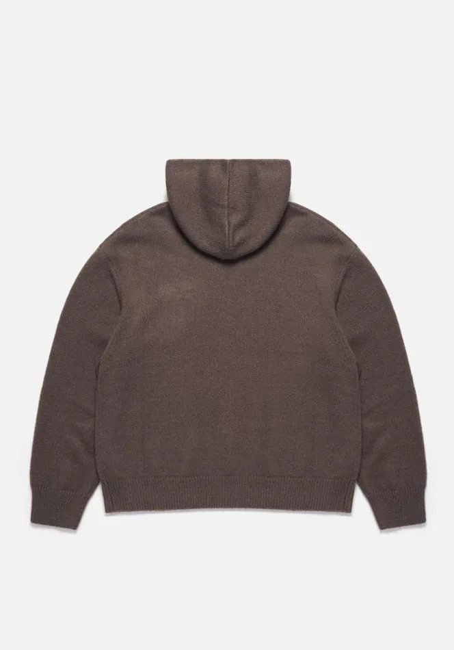 Shop MKI MOHAIR BLEND KNIT HOODY Brown MKI MIYUKI ZOKU Knitwear