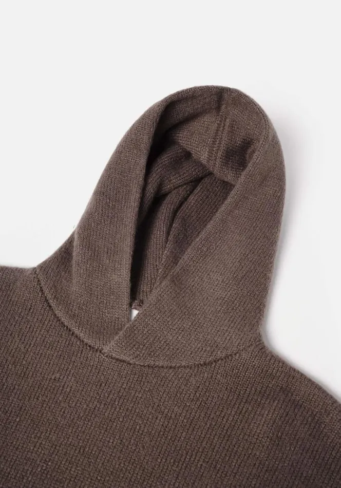 Shop MKI MOHAIR BLEND KNIT HOODY Brown MKI MIYUKI ZOKU Knitwear