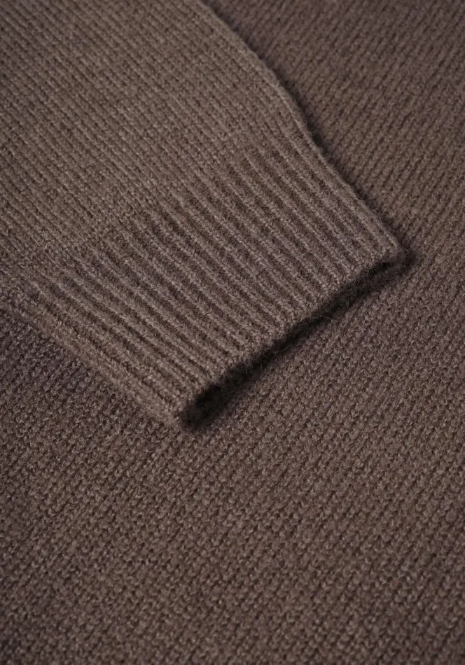 Shop MKI MOHAIR BLEND KNIT HOODY Brown MKI MIYUKI ZOKU Knitwear
