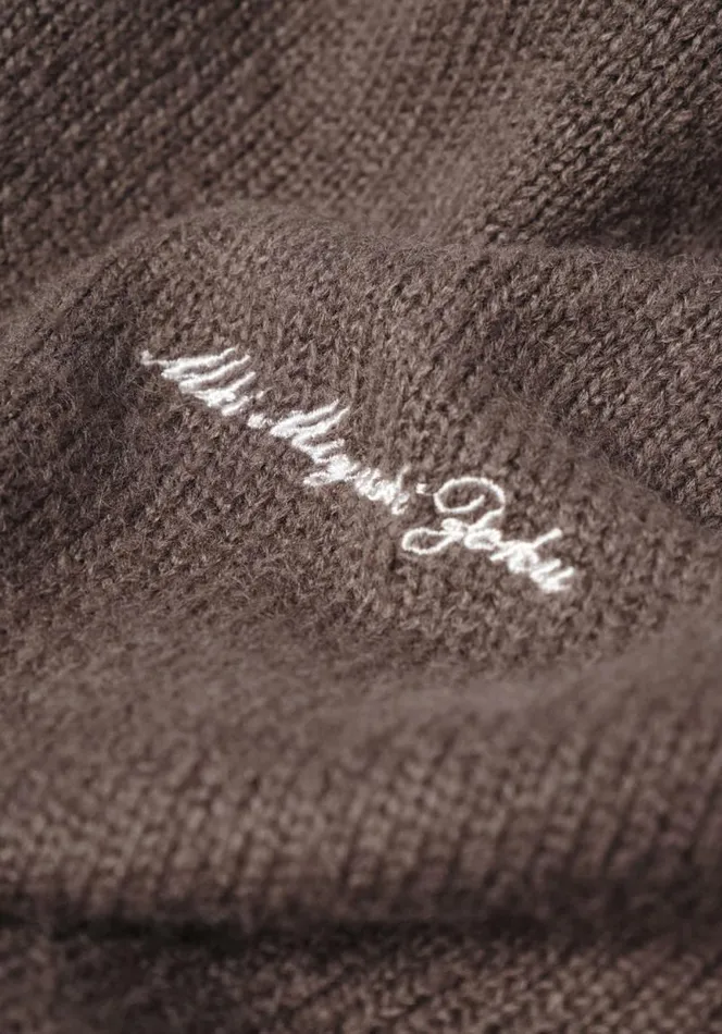 Shop MKI MOHAIR BLEND KNIT HOODY Brown MKI MIYUKI ZOKU Knitwear