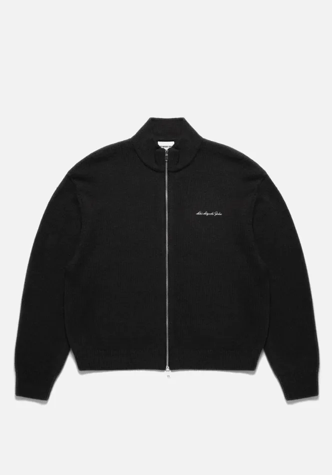 Shop MKI MOHAIR BLEND KNIT TRACK JACKET Black MKI MIYUKI ZOKU Knitwear