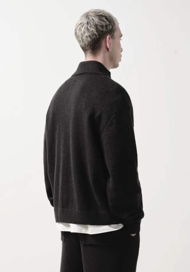 Shop MKI MOHAIR BLEND KNIT TRACK JACKET Black MKI MIYUKI ZOKU Knitwear