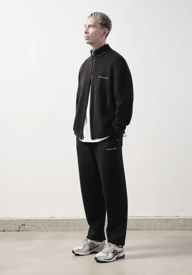 Shop MKI MOHAIR BLEND KNIT TRACK JACKET Black MKI MIYUKI ZOKU Knitwear