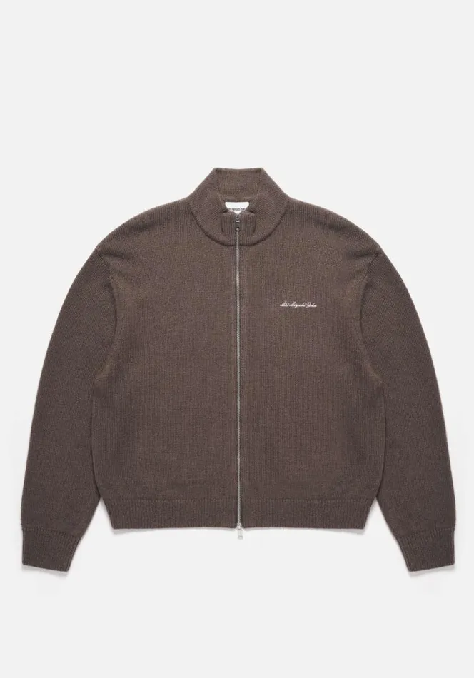 Shop MKI MOHAIR BLEND KNIT TRACK JACKET Brown MKI MIYUKI ZOKU Knitwear