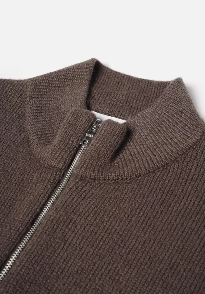 Shop MKI MOHAIR BLEND KNIT TRACK JACKET Brown MKI MIYUKI ZOKU Knitwear