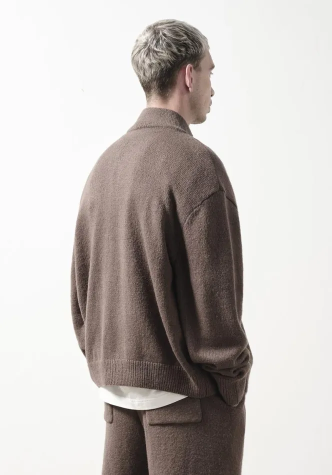 Shop MKI MOHAIR BLEND KNIT TRACK JACKET Brown MKI MIYUKI ZOKU Knitwear