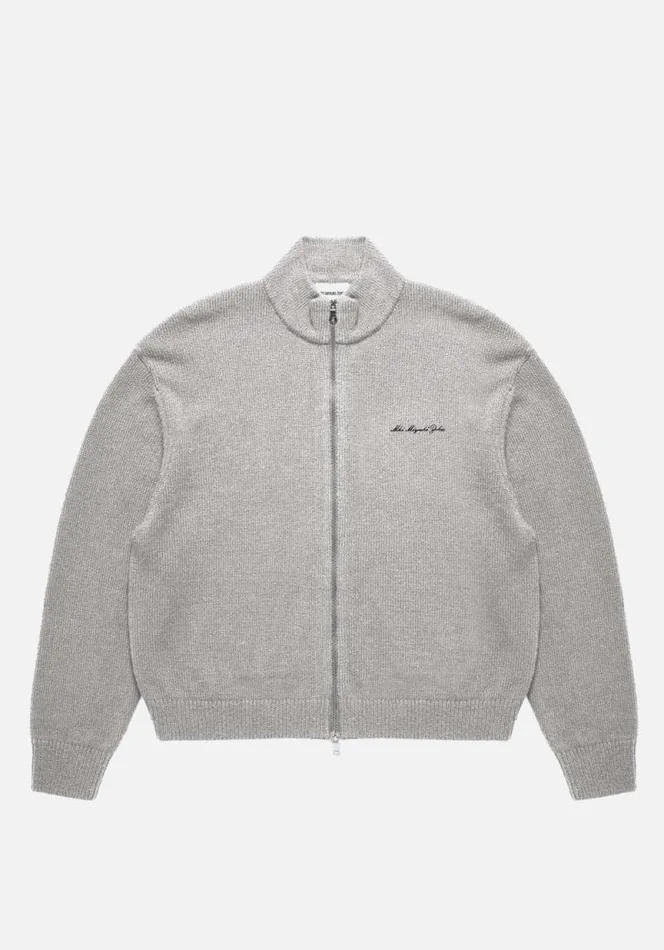 Shop MKI MOHAIR BLEND KNIT TRACK JACKET Grey MKI MIYUKI ZOKU Knitwear
