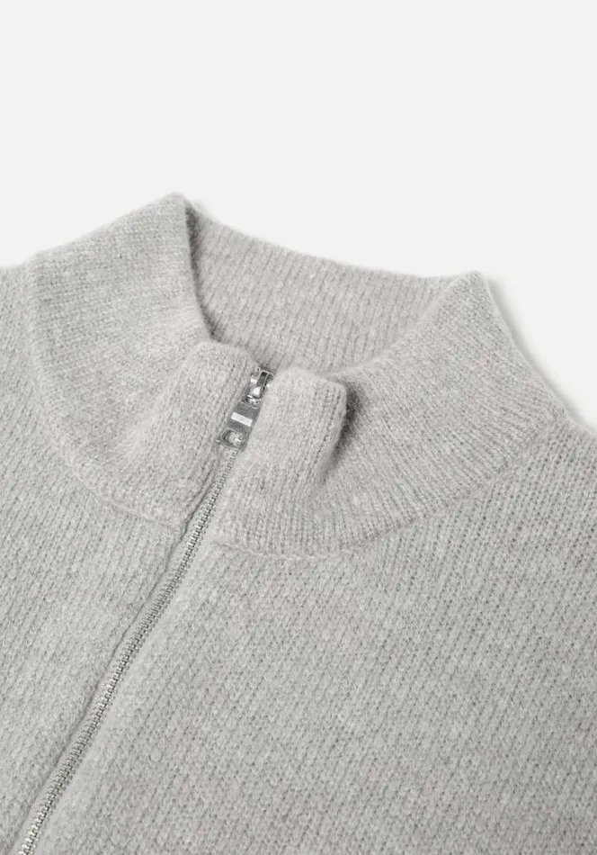 Shop MKI MOHAIR BLEND KNIT TRACK JACKET Grey MKI MIYUKI ZOKU Knitwear