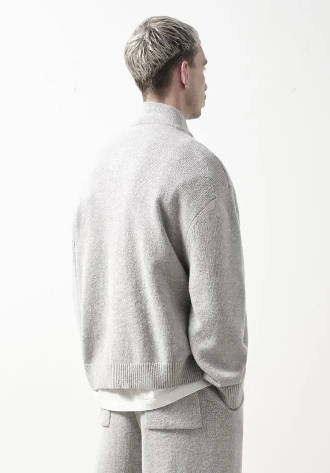 Shop MKI MOHAIR BLEND KNIT TRACK JACKET Grey MKI MIYUKI ZOKU Knitwear