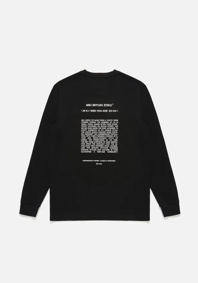 Shop MKI PHONETIC LONGSLEEVE Black MKI MIYUKI ZOKU TShirts