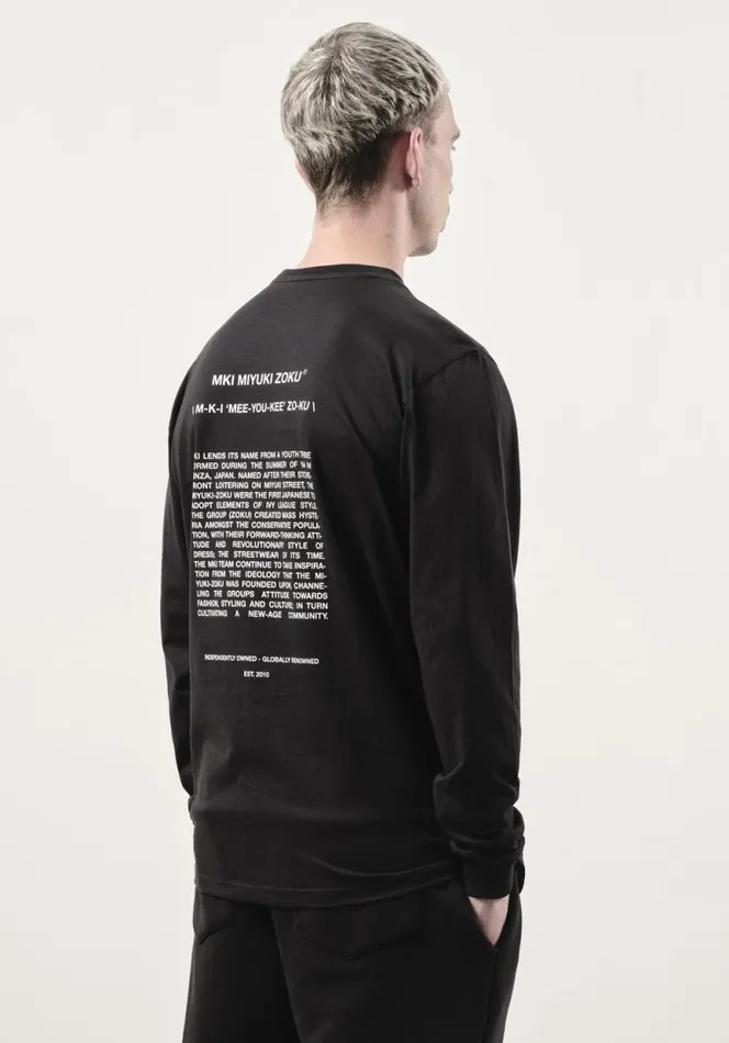 Shop MKI PHONETIC LONGSLEEVE Black MKI MIYUKI ZOKU TShirts