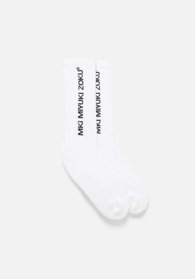 Shop MKI REGISTERED LARGE LOGO SOCKS White MKI MIYUKI ZOKU Socks