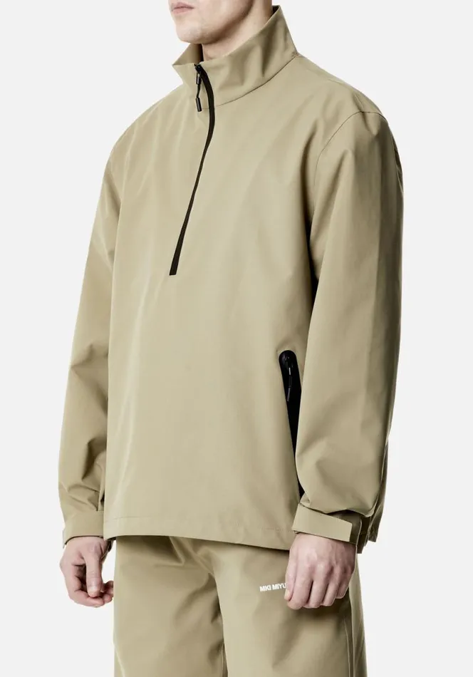 Shop MKI SHELL QUARTER ZIP Khaki MKI MIYUKI ZOKU Outerwear